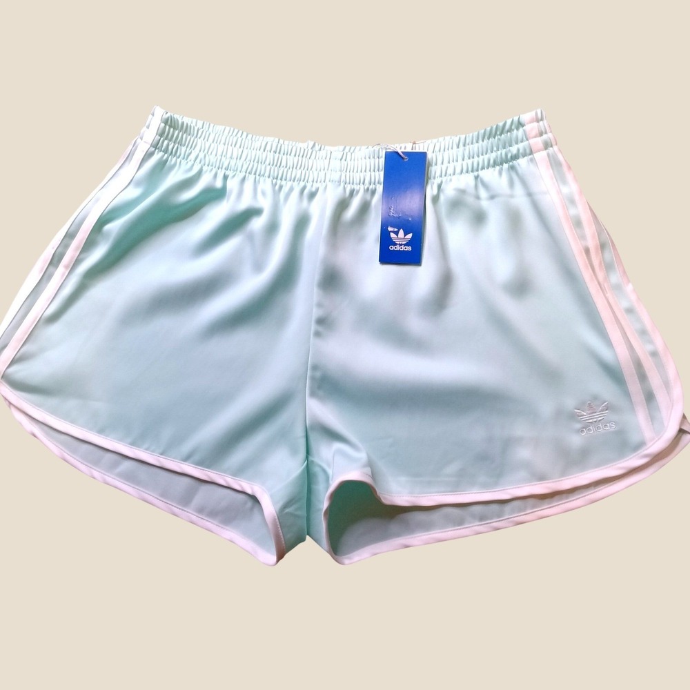 Adidas Originals 3S Sprinter Shorts Womens Large Semi Flash Aqua Blue II3123 NWT